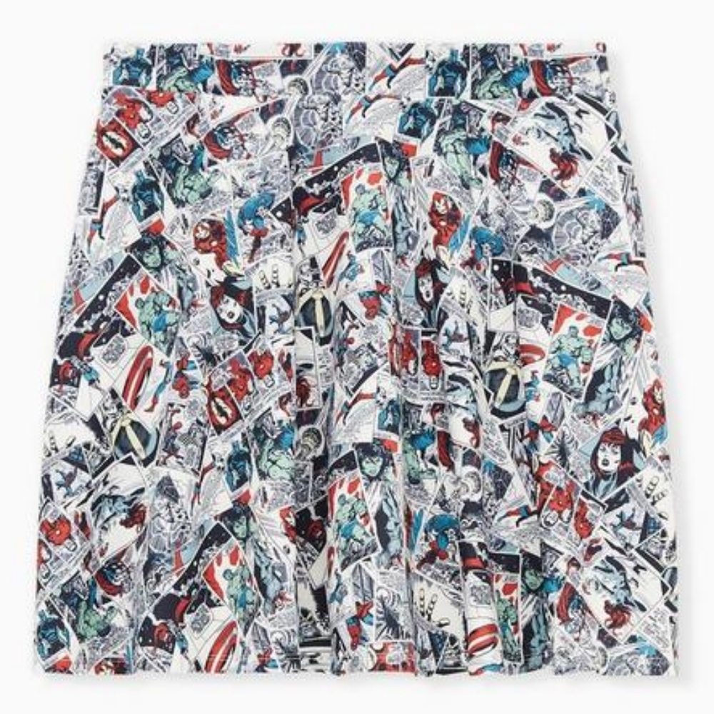 Torrid Marvel Licensed Classic Comic Print Scuba Knit Skater Skirt